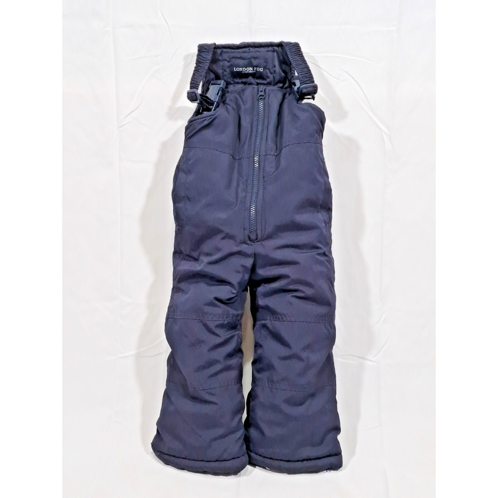 London Fog Kids Navy Blue‎ Insulated Snow Bib Overalls Adjustable Straps Zipper